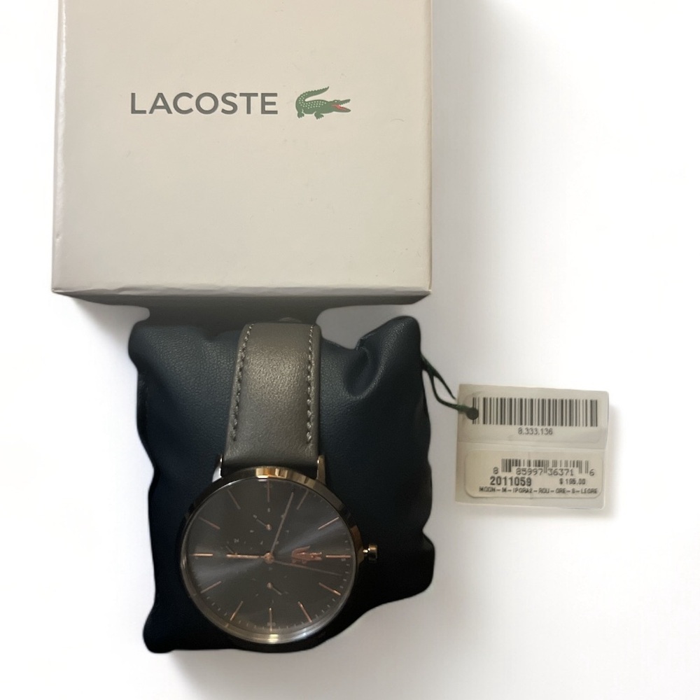 COPY - 🖤🖤Lacoste Women's Swiss Moon Gray Leather Strap Watch 40mm - Picture 5 of 5